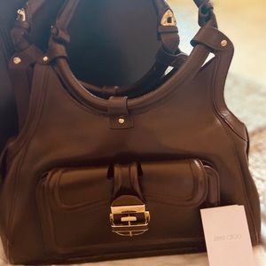 Authentic Jimmy Choo leather satchel handbag